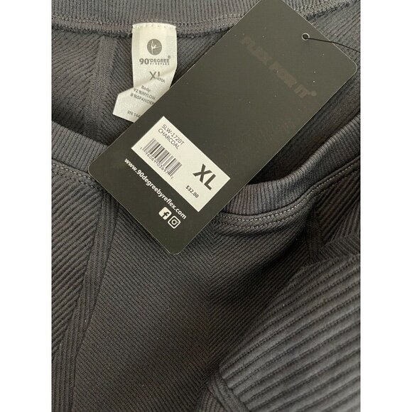 90 Degree By Reflex XL Charcoal Textured Seamless Long Line Active Bra Top - Picture 4 of 4